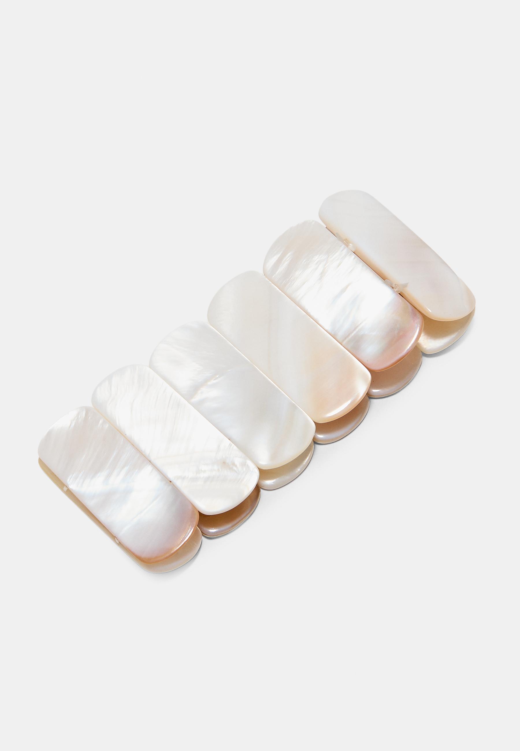 Seashell stretch bracelet — Ecru