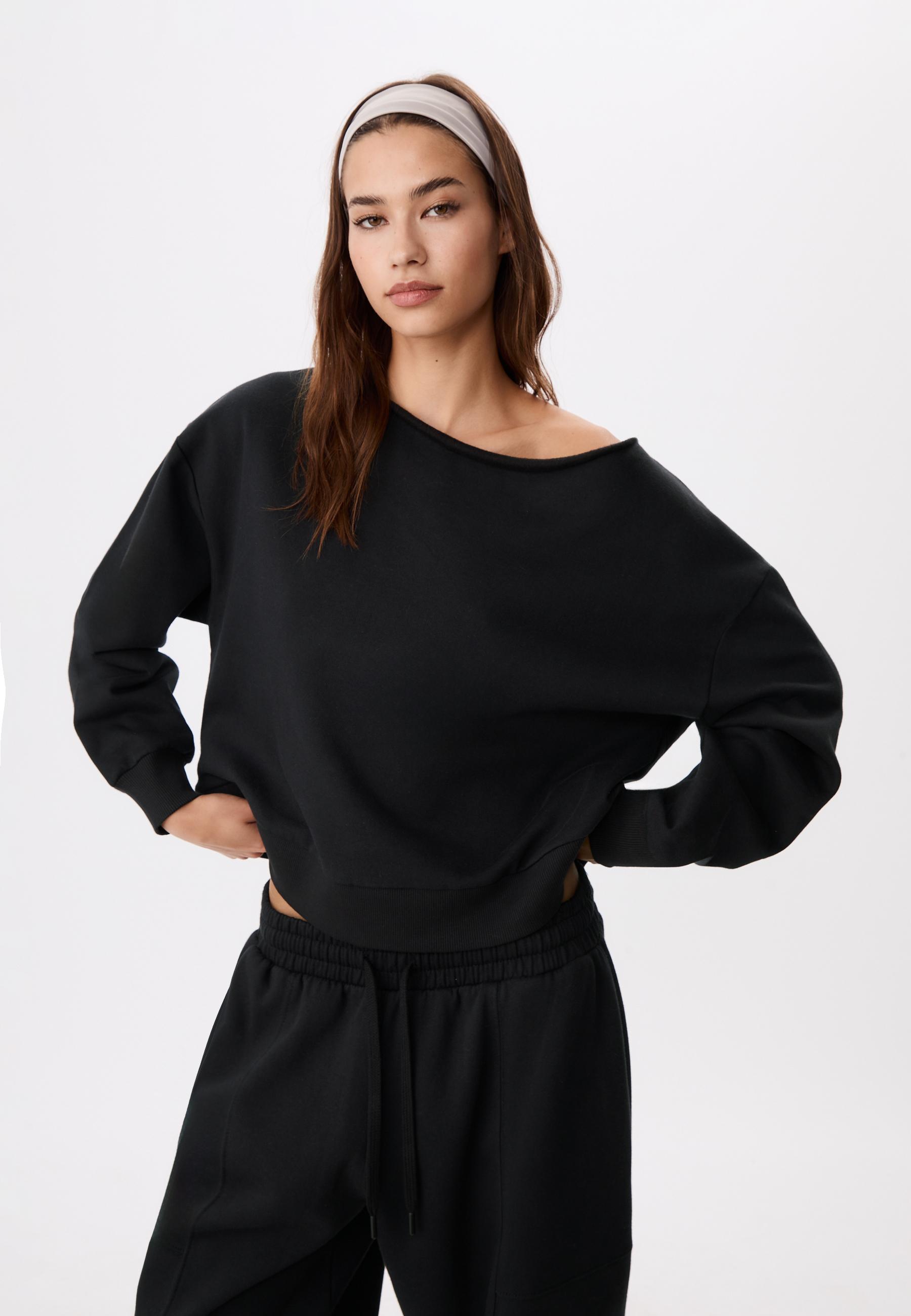 Basic off-the-shoulder sweatshirt — Black