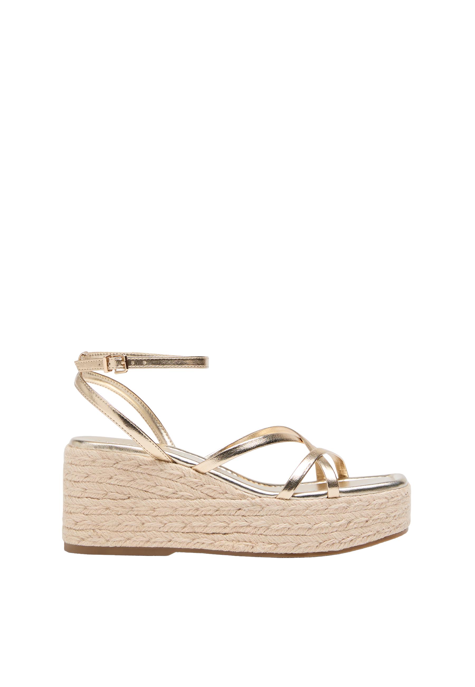 Jute platform wedge sandals — GOLD 