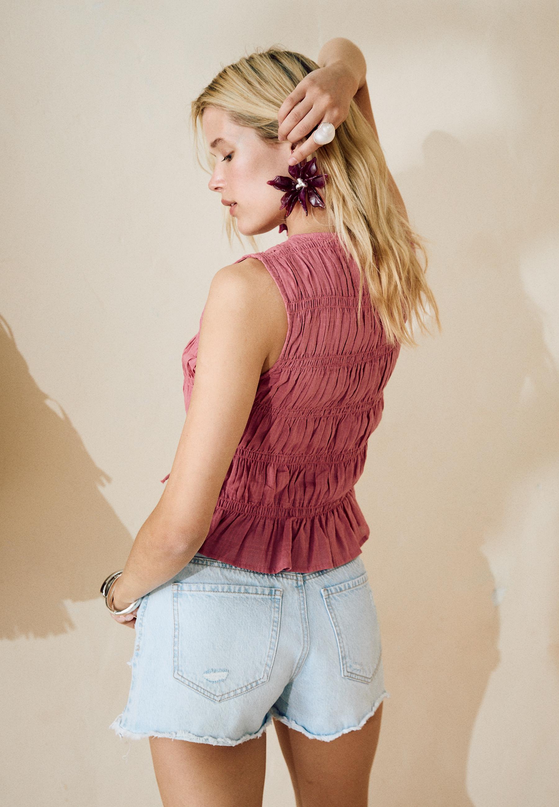 D75 Ripped denim shorts — LIGHT BLEACH