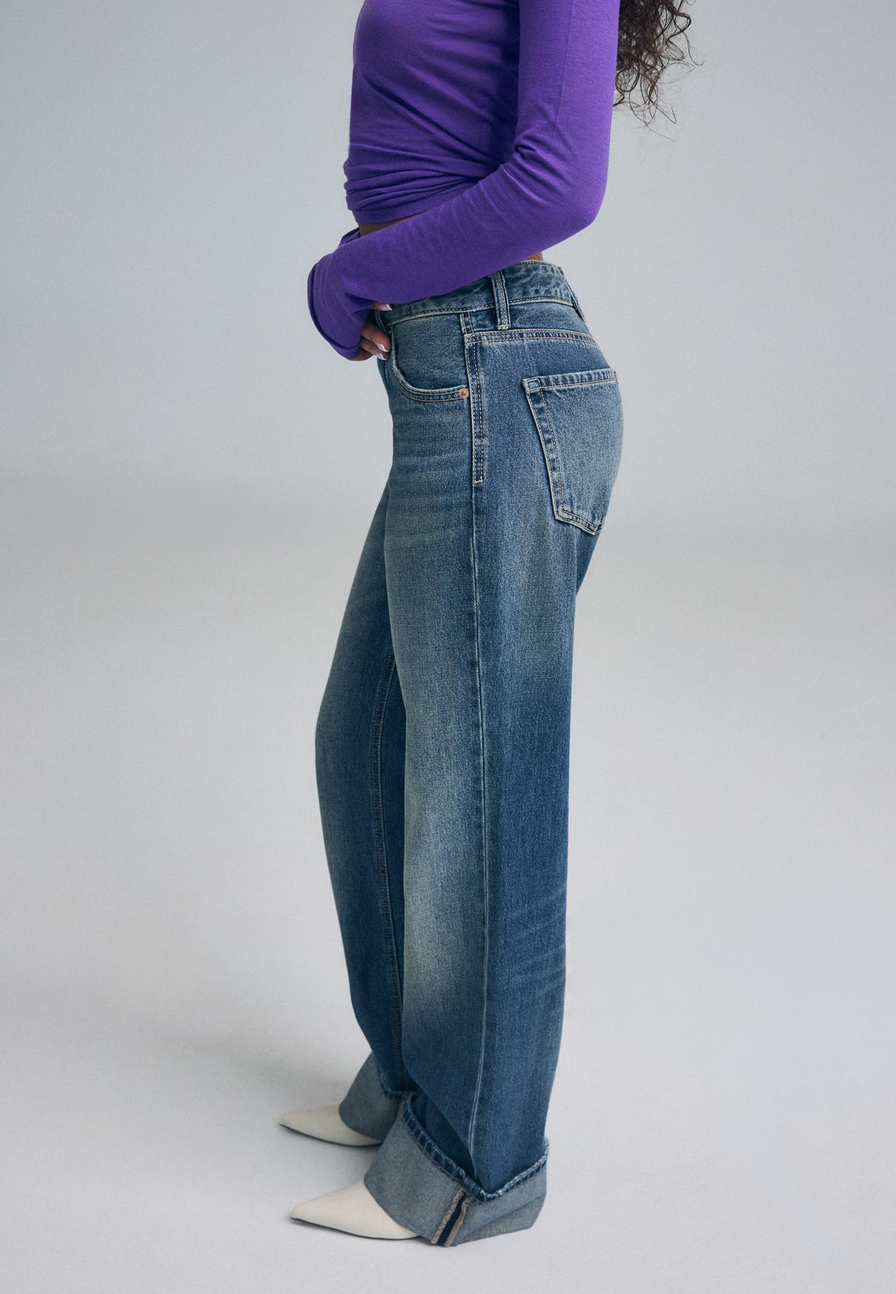 D92 Ripped straight wide-leg jeans — LIGHT GREY DENIM WASH