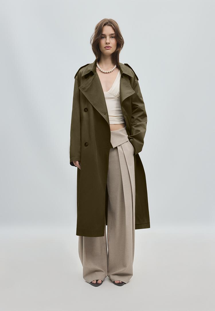 Stradivarius Osnovni Dugi Baloner Khaki Xs