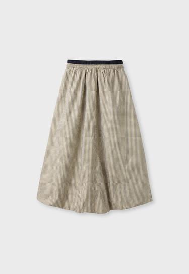 Check balloon maxi skirt — Beige 7