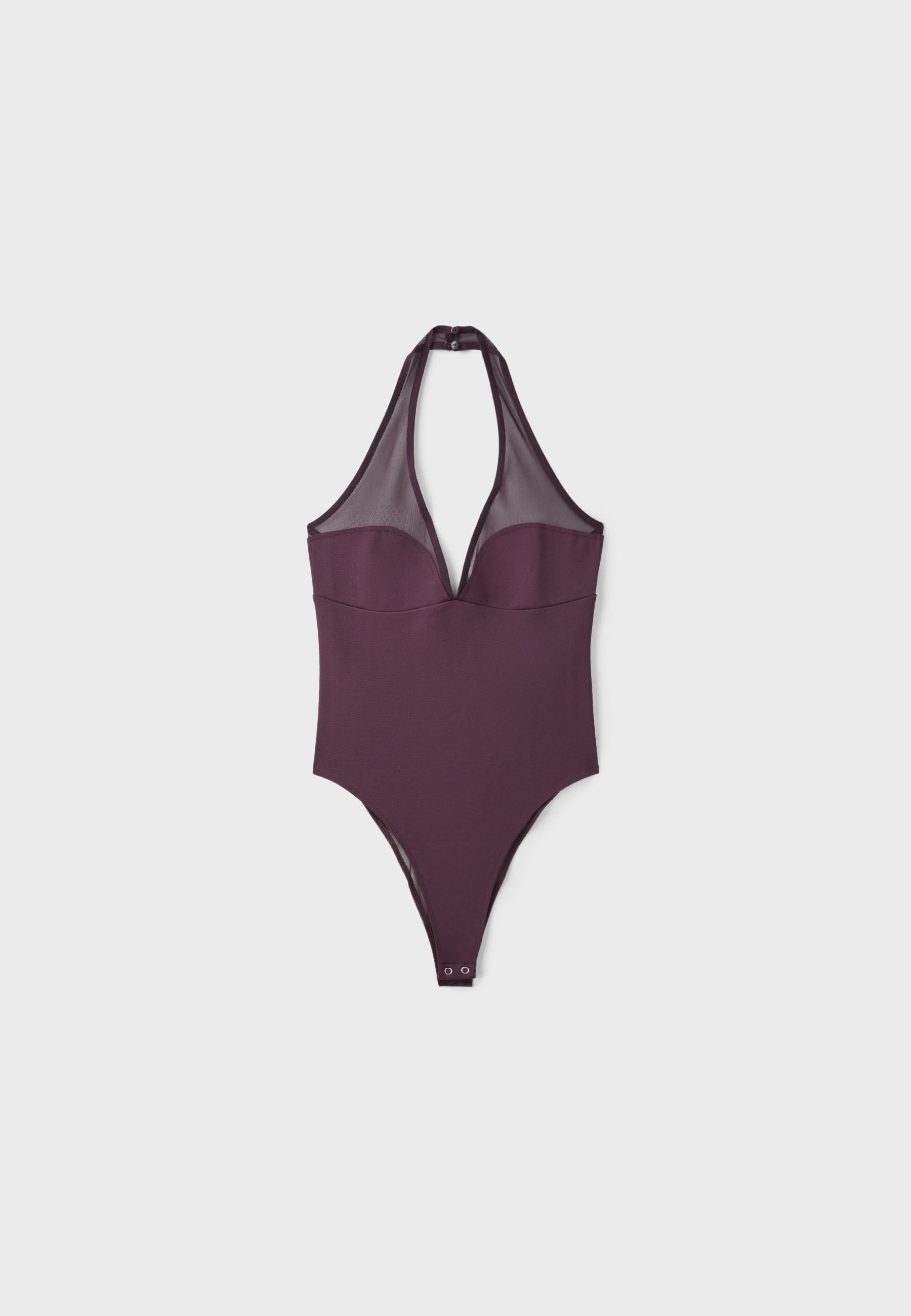 Mesh halter bodysuit — Purple