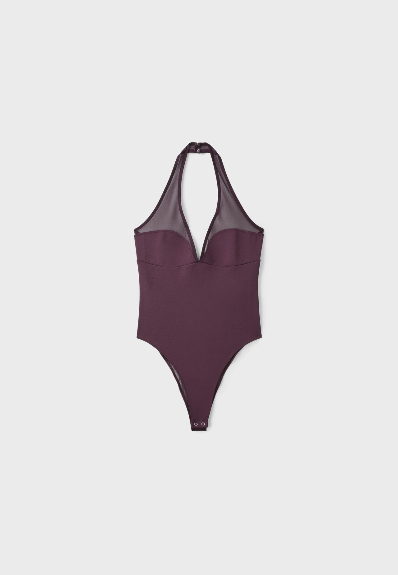 Mesh halter bodysuit — Purple