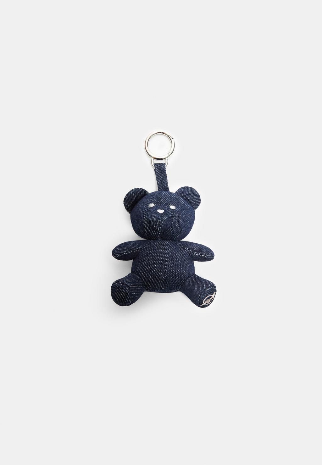 Portachiavi con ciondolo orsetto in denim