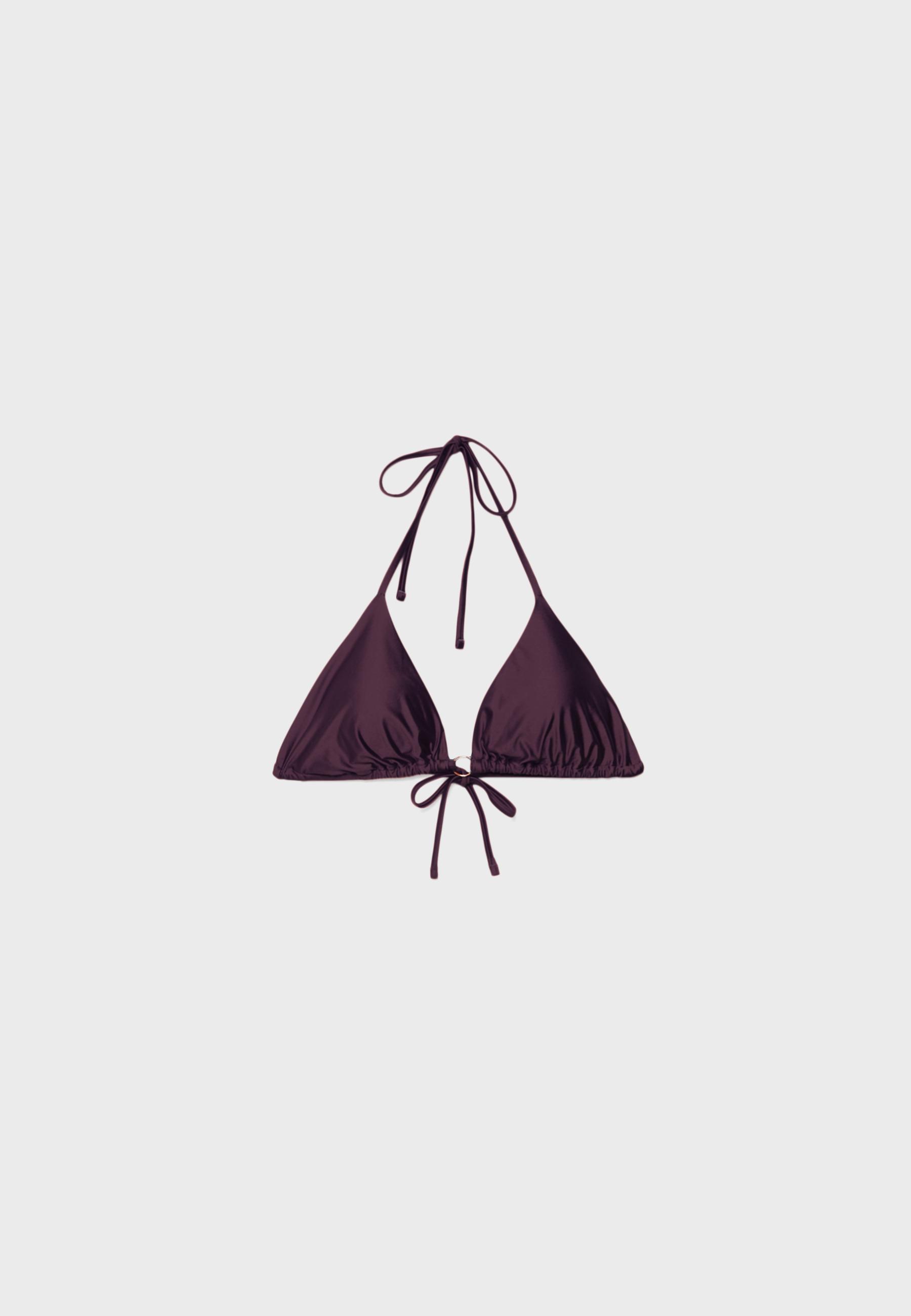Satin triangle bikini top — Purple