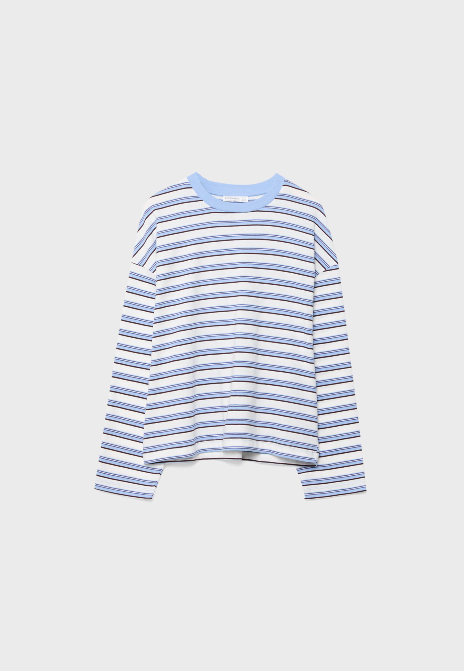 Oversize long sleeve striped T-shirt — Royal blue