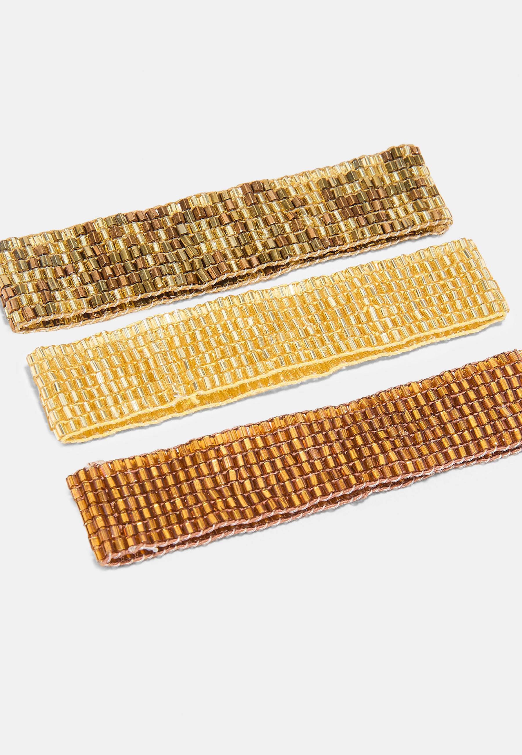 Set of 3 beaded bracelets — Brown