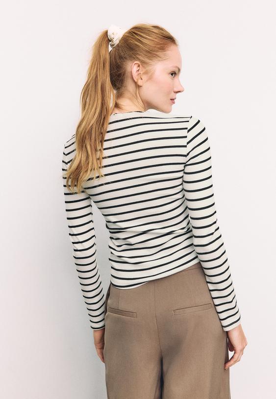 camiseta basica manga larga rayas