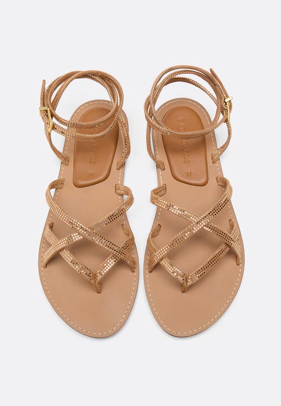 sandalias planas tiras tachas piel