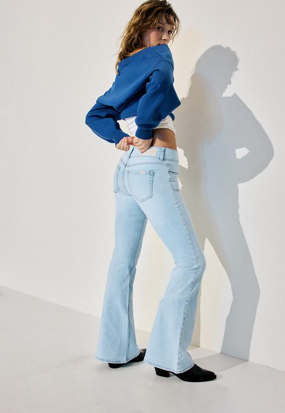 jeans met lage taille en stikselzakken