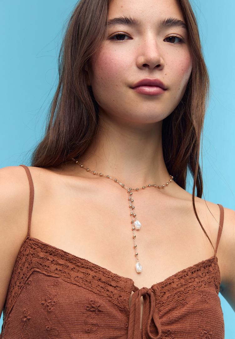 set 2 collares lariat perlas