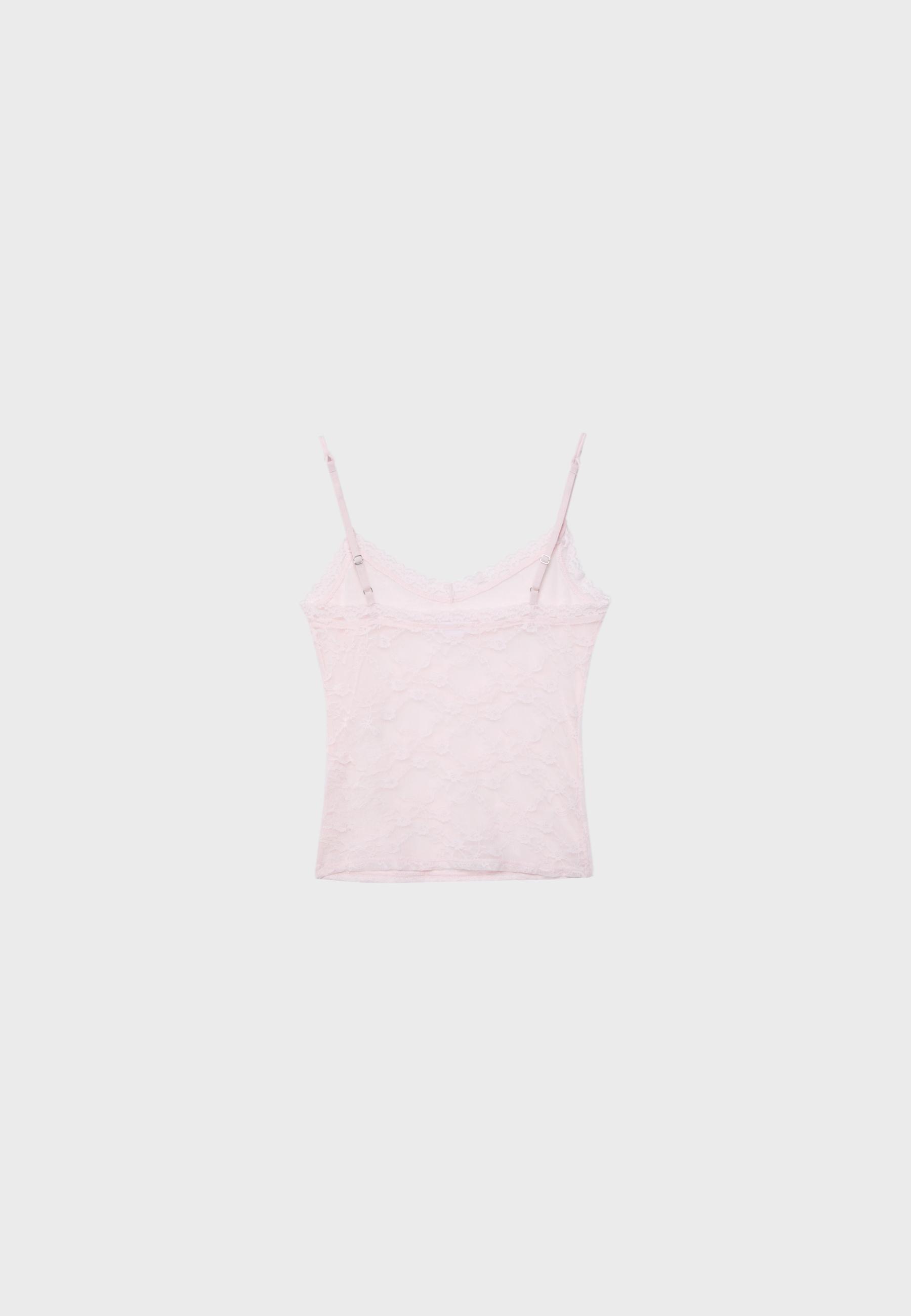 Lace strap top — Pastel pink