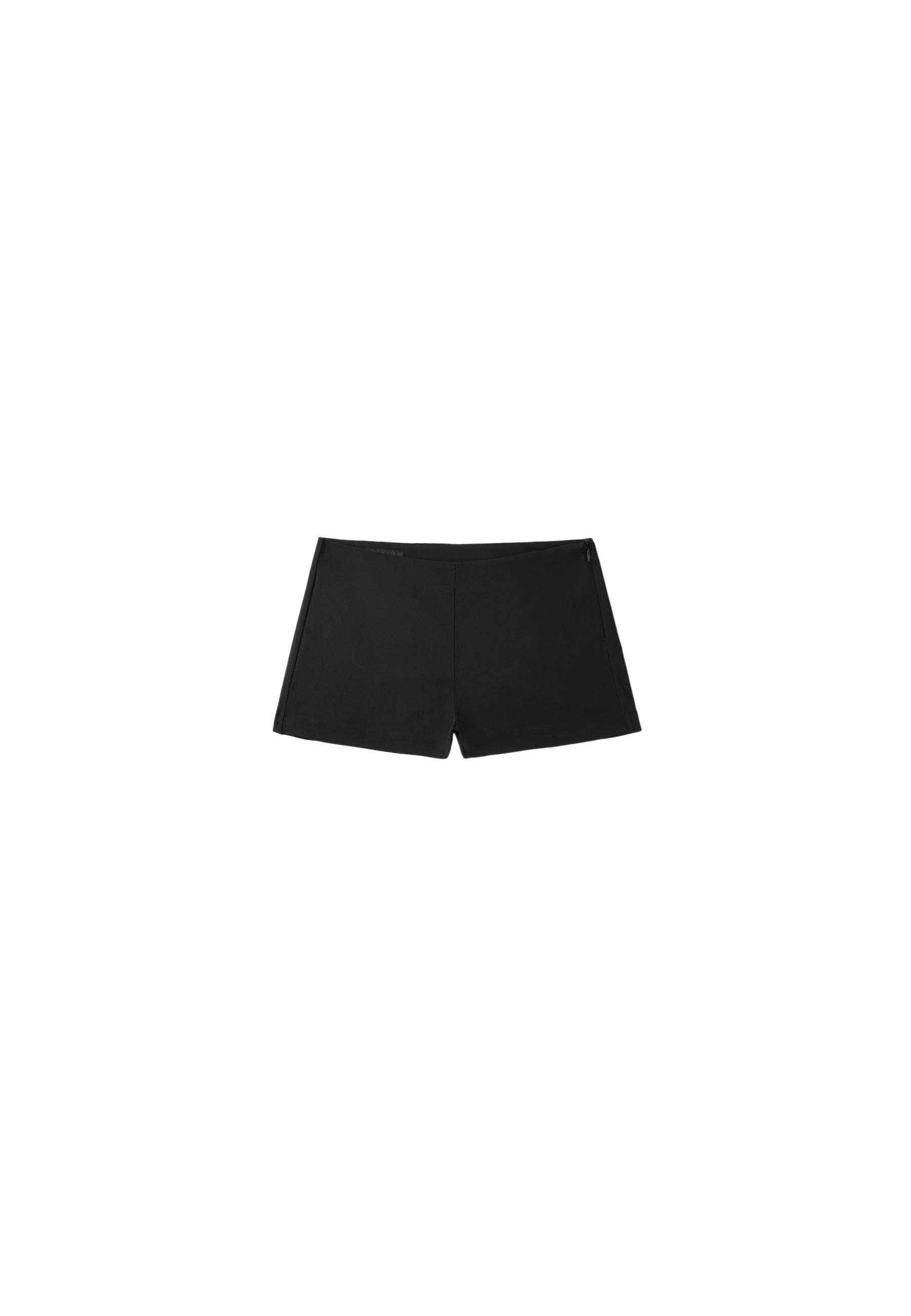Fitted mini bengaline shorts — Black