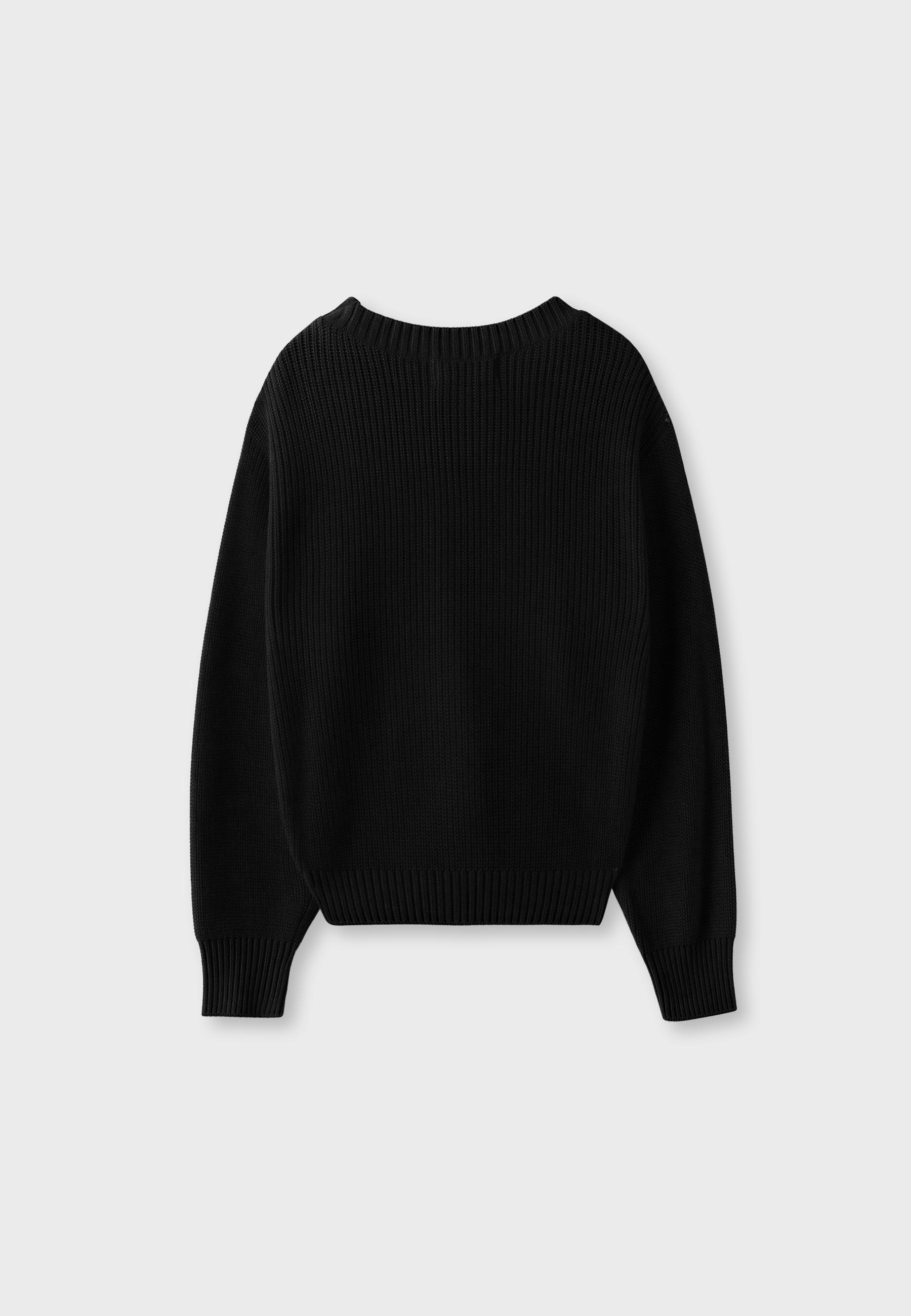 V-neck knit cardigan — Black