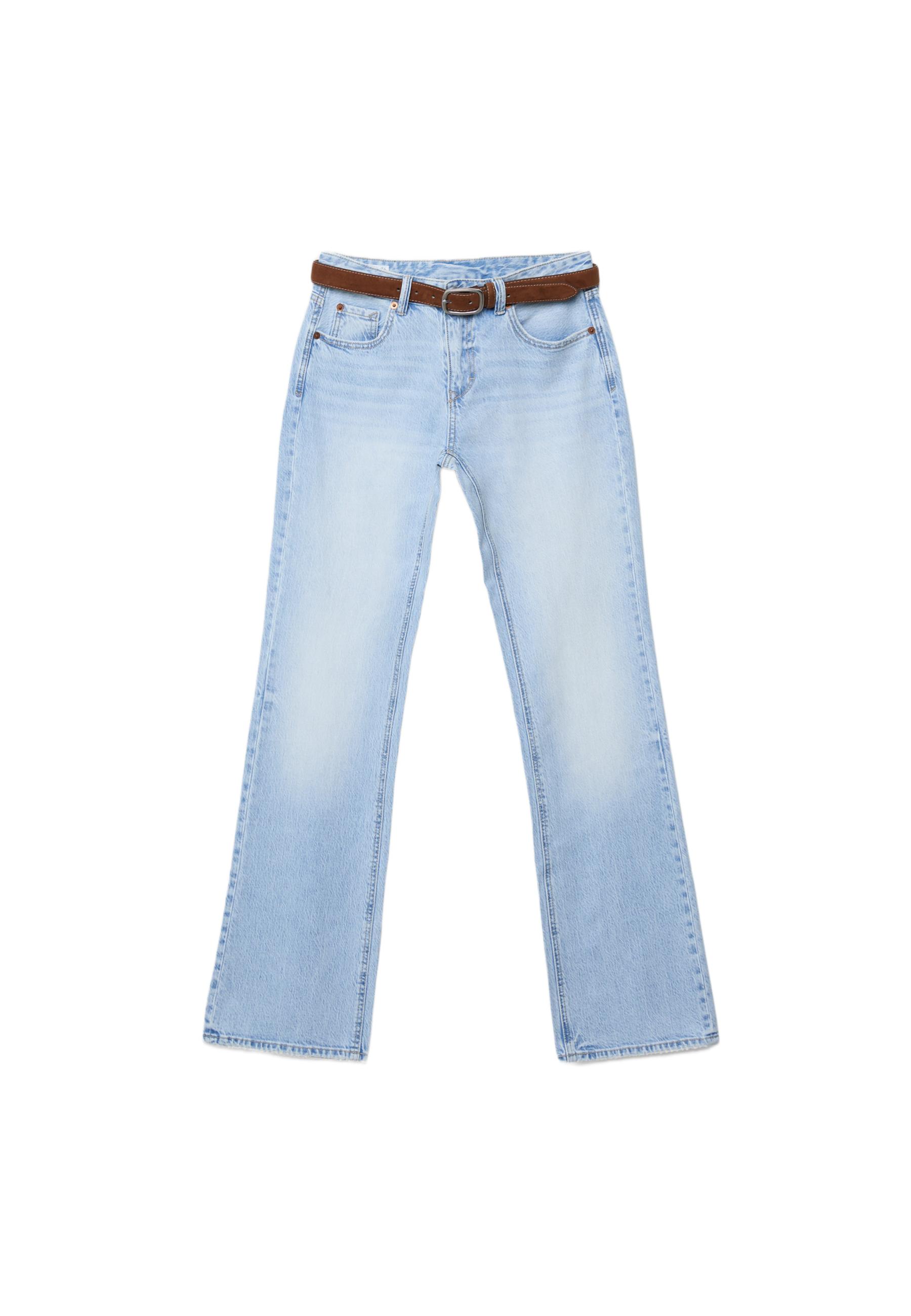 D68 Boot-cut jeans with belt — MEDIUM LIGHT BLUE DENIM