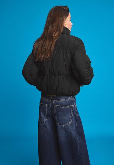 Padded high neck ruched jacket — Black 5