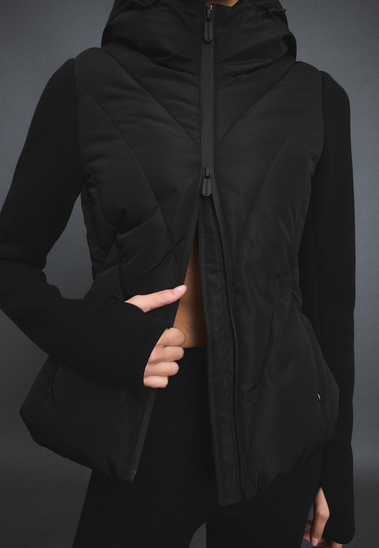 Neoprene sleeve quilted jacket — Black