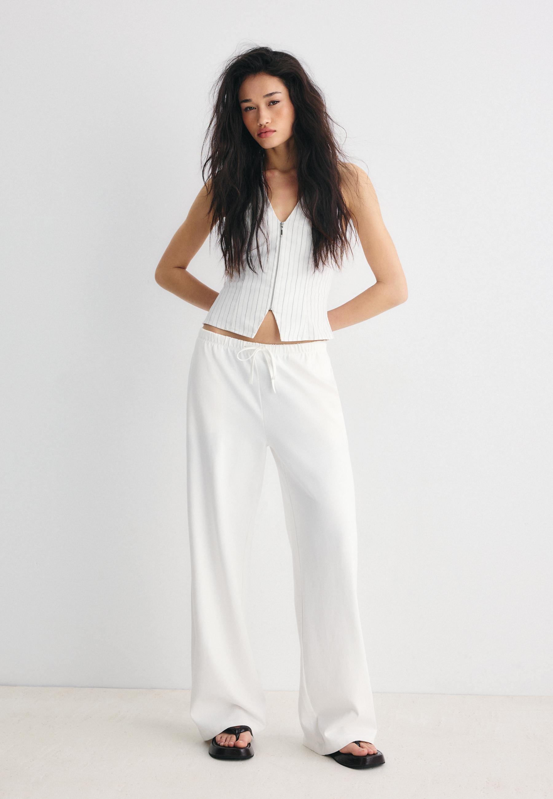 Wide-leg jogger trousers — Ecru