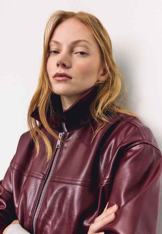 blouson oversize en similicuir