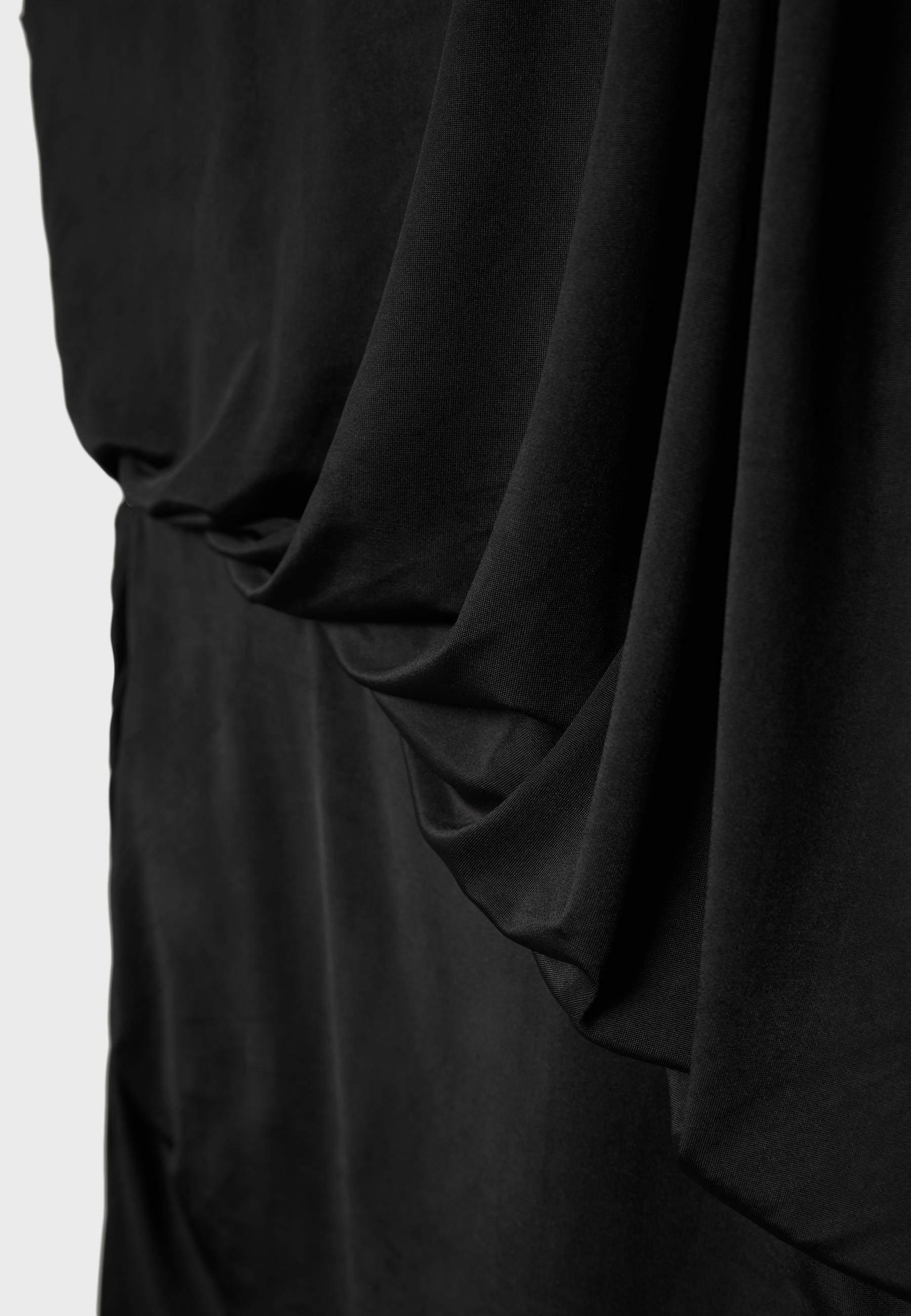 Asymmetric draped short dress — Black
