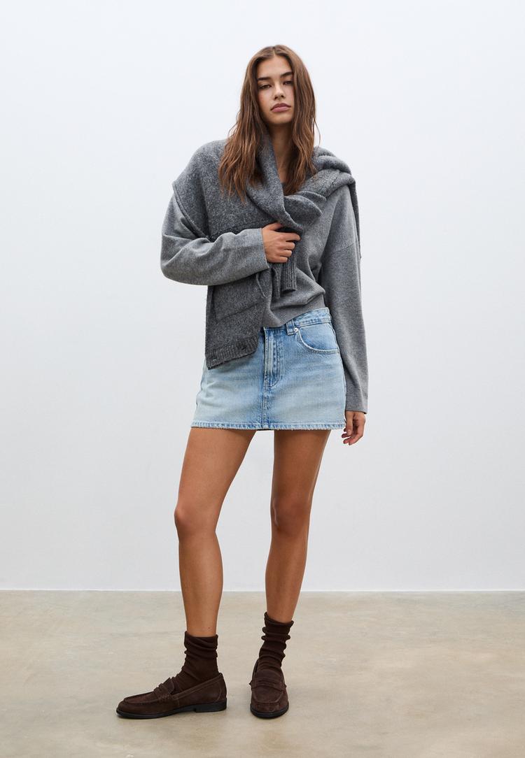D62 Denim-Hosenrock HELLBLAUER DENIM-WASHED-LOOK 32