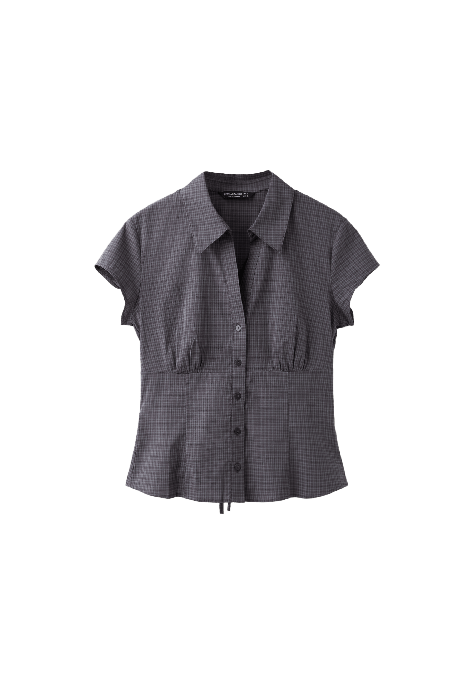 Short sleeve under-bust seam shirt — Dark grey