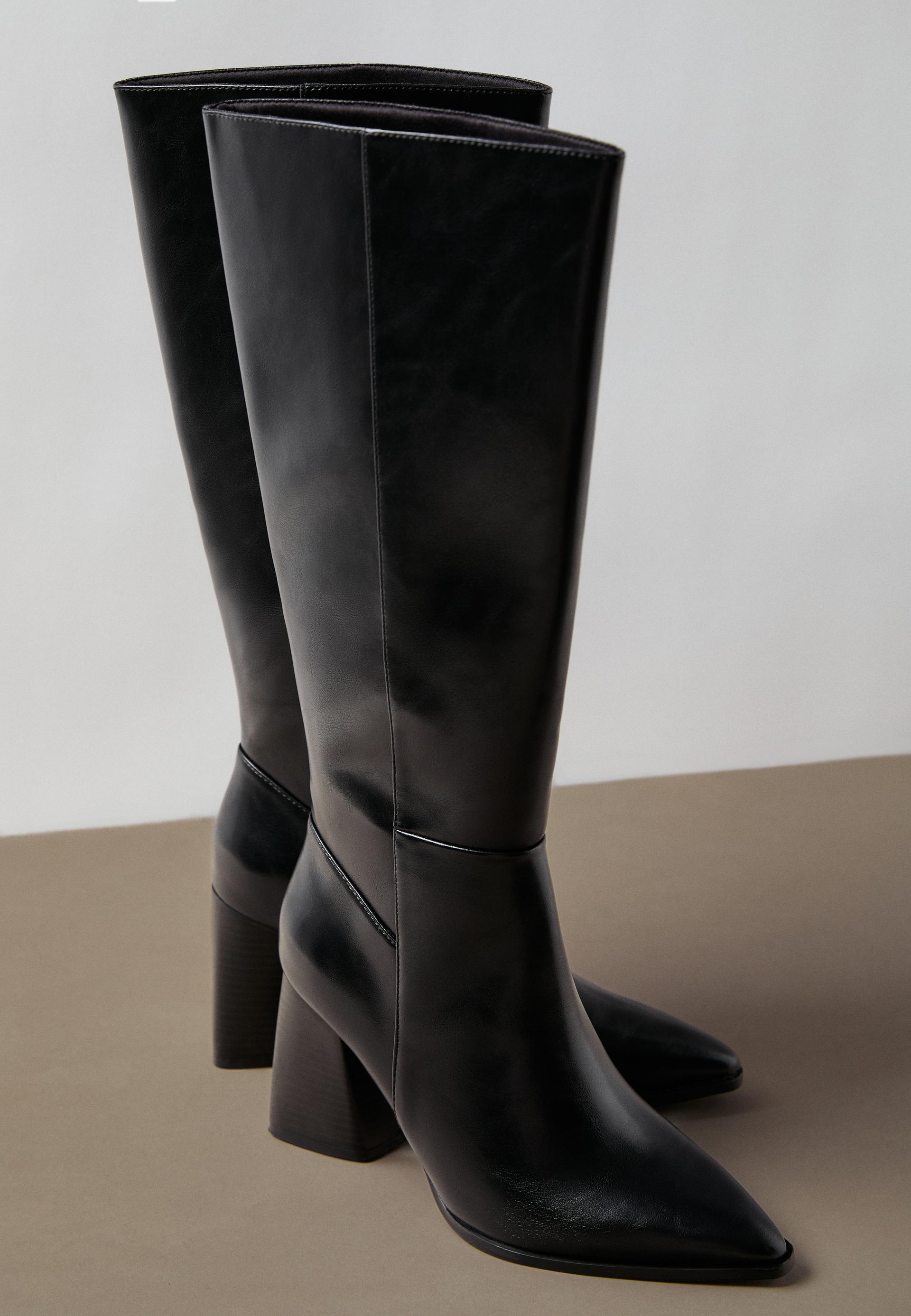 Bottes hautes à talon noires - Chaussures femme | Stradivarius France