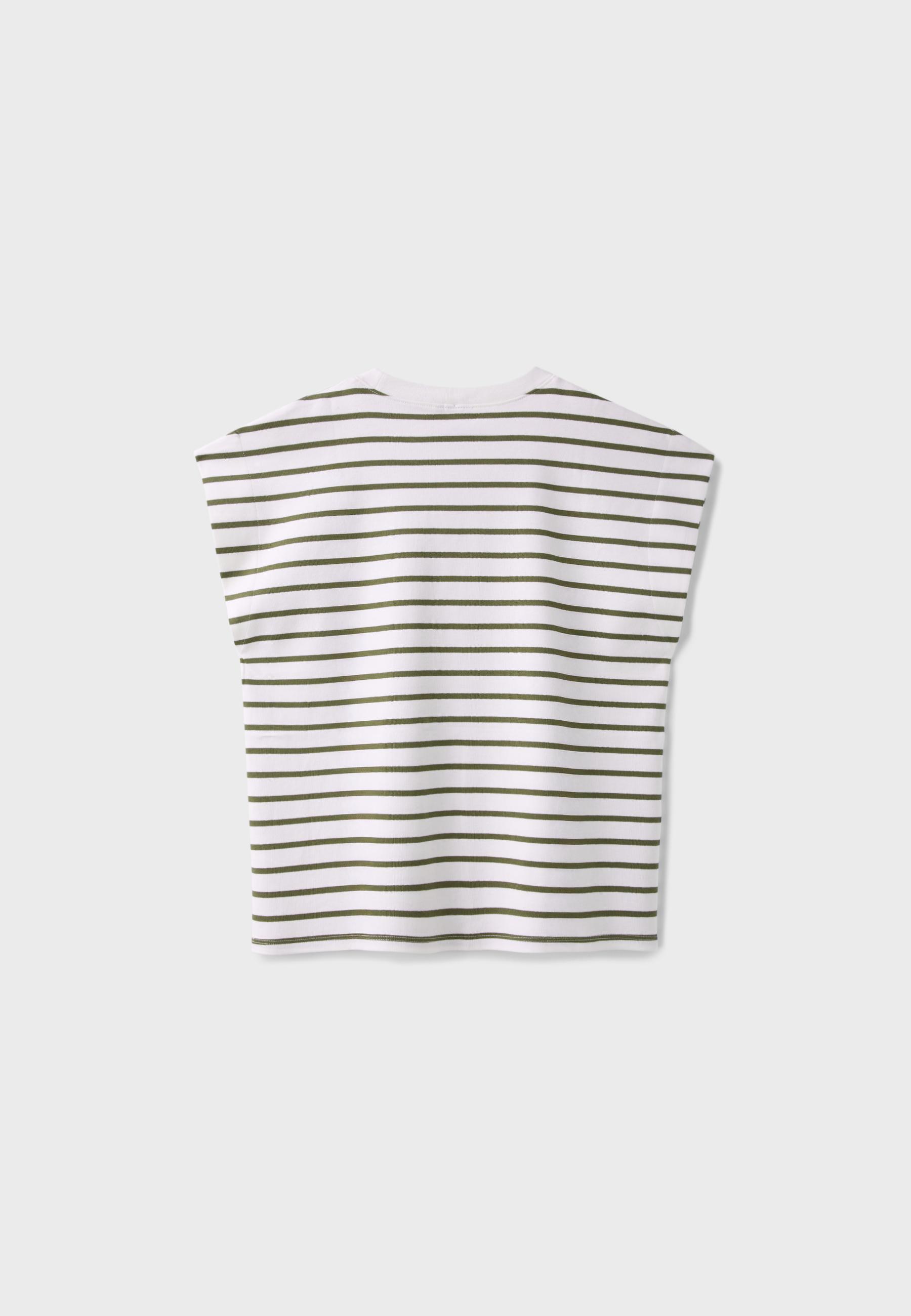 B06 Striped drop sleeve T-shirt — Khaki