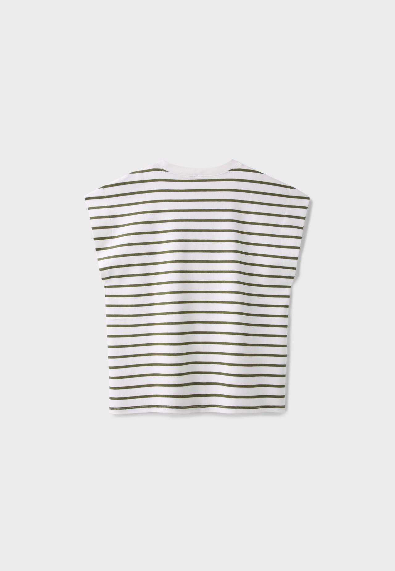 B06 Striped drop sleeve T-shirt — Khaki