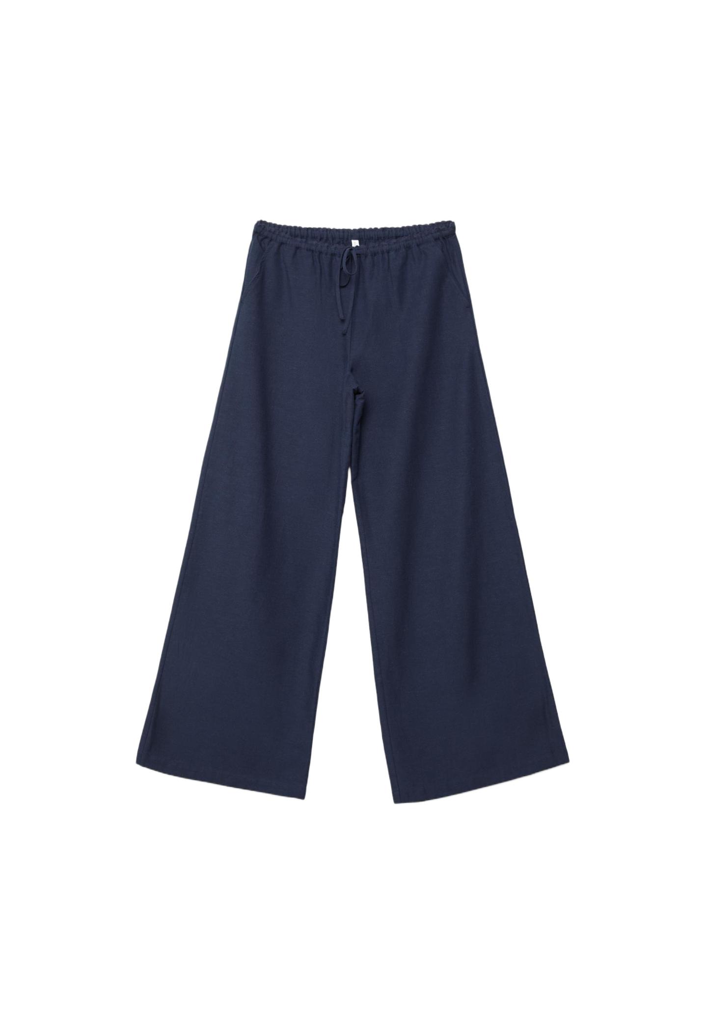 Geniş paça keten görünümlü pantolon - Görsel 10