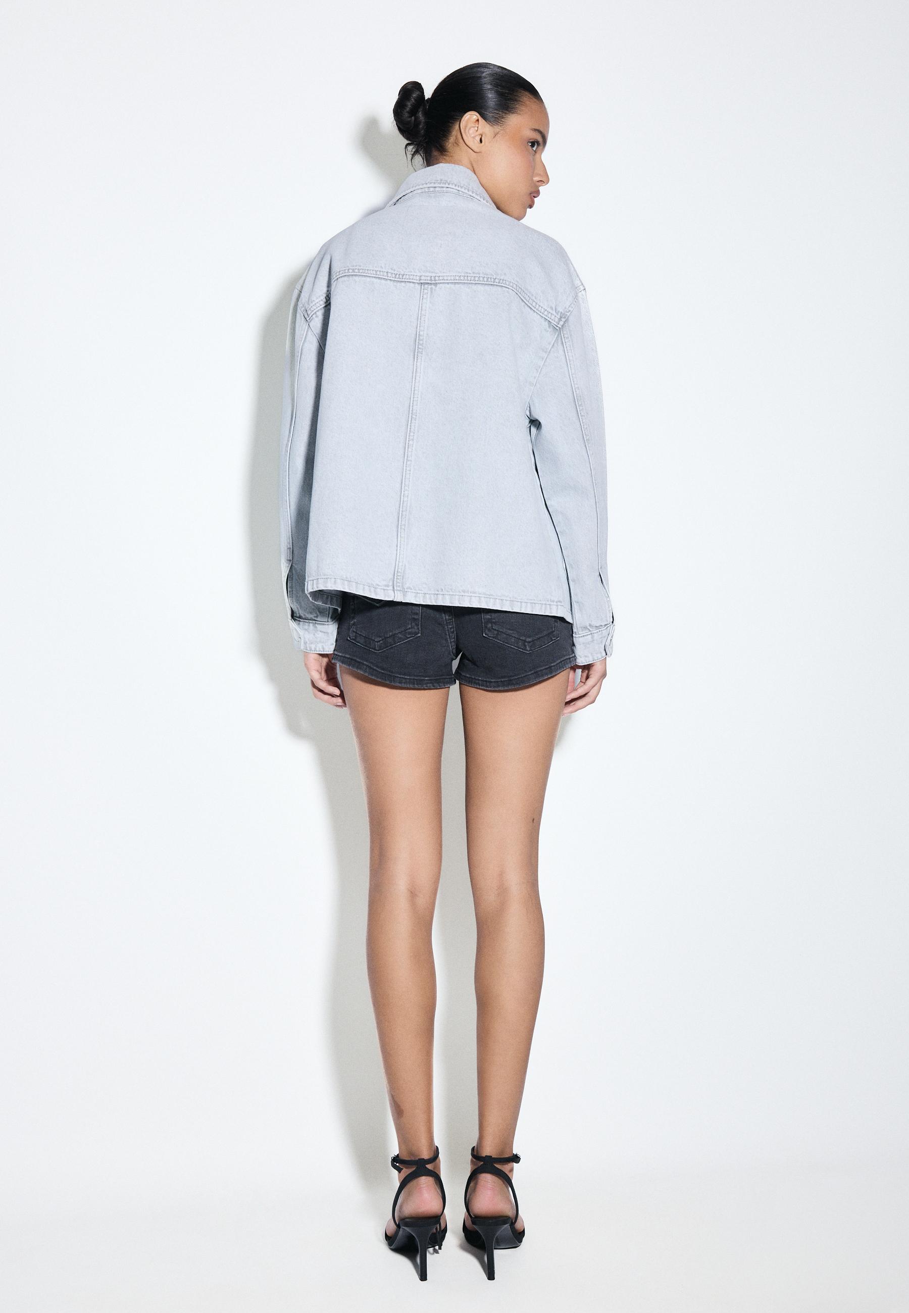 Denim jacket with pockets — LIGHT GREY DENIM WASH