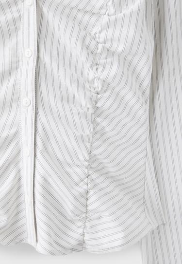 V-neck gathered shirt — Ecru 9