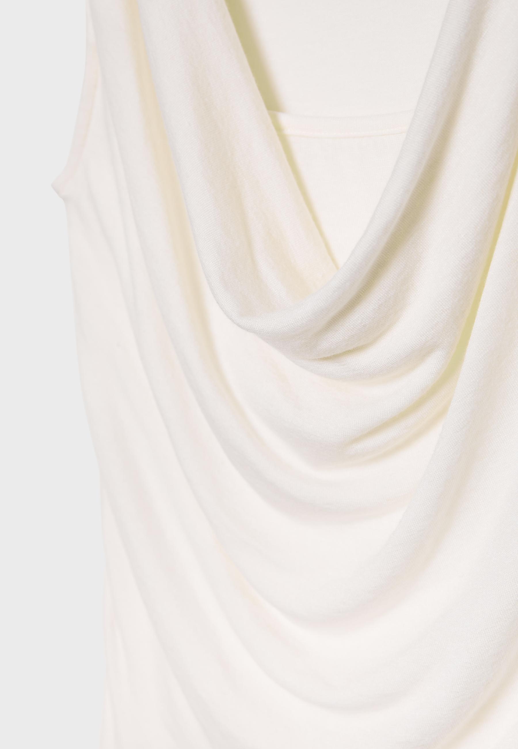 Double-layer draped neck top — Vanilla