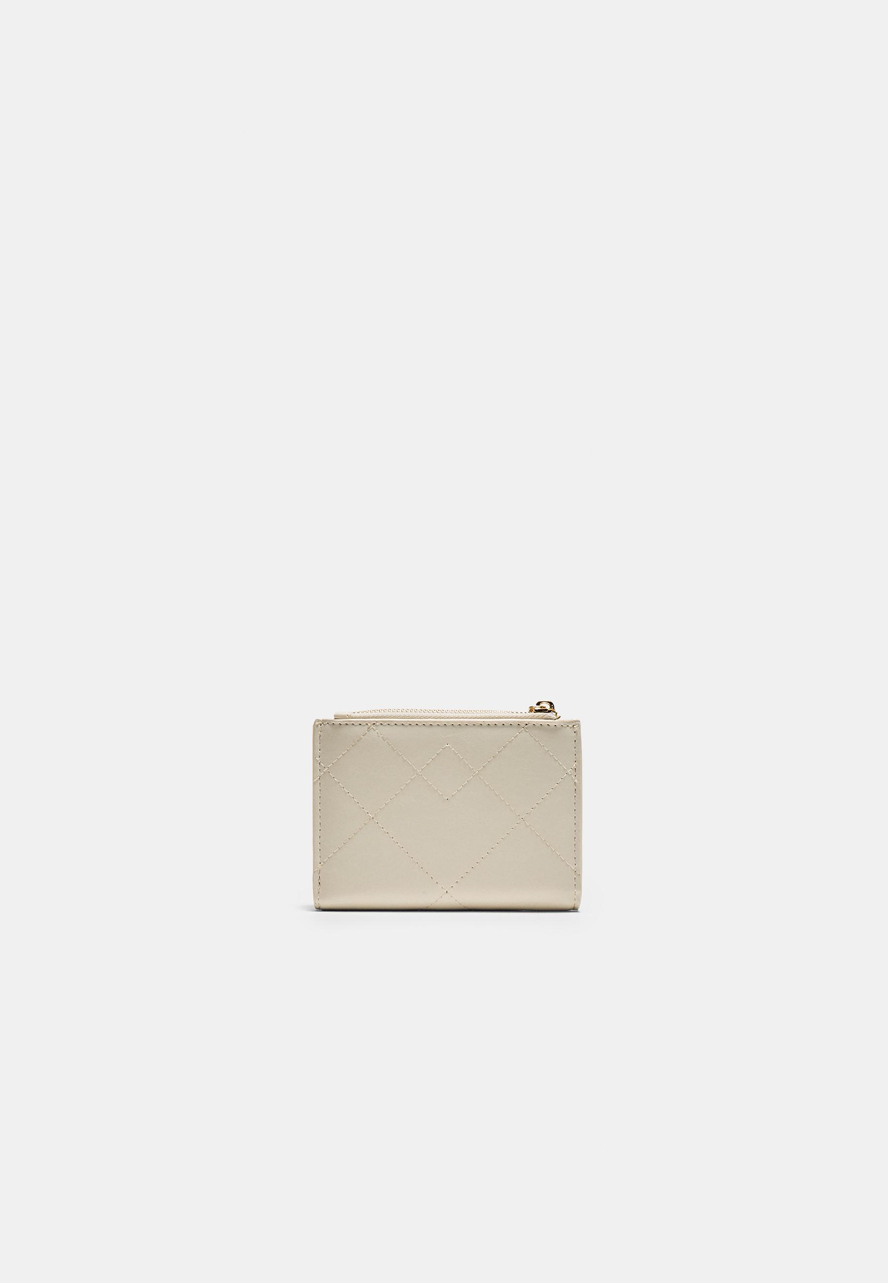 Stitched card holder purse — Ecru