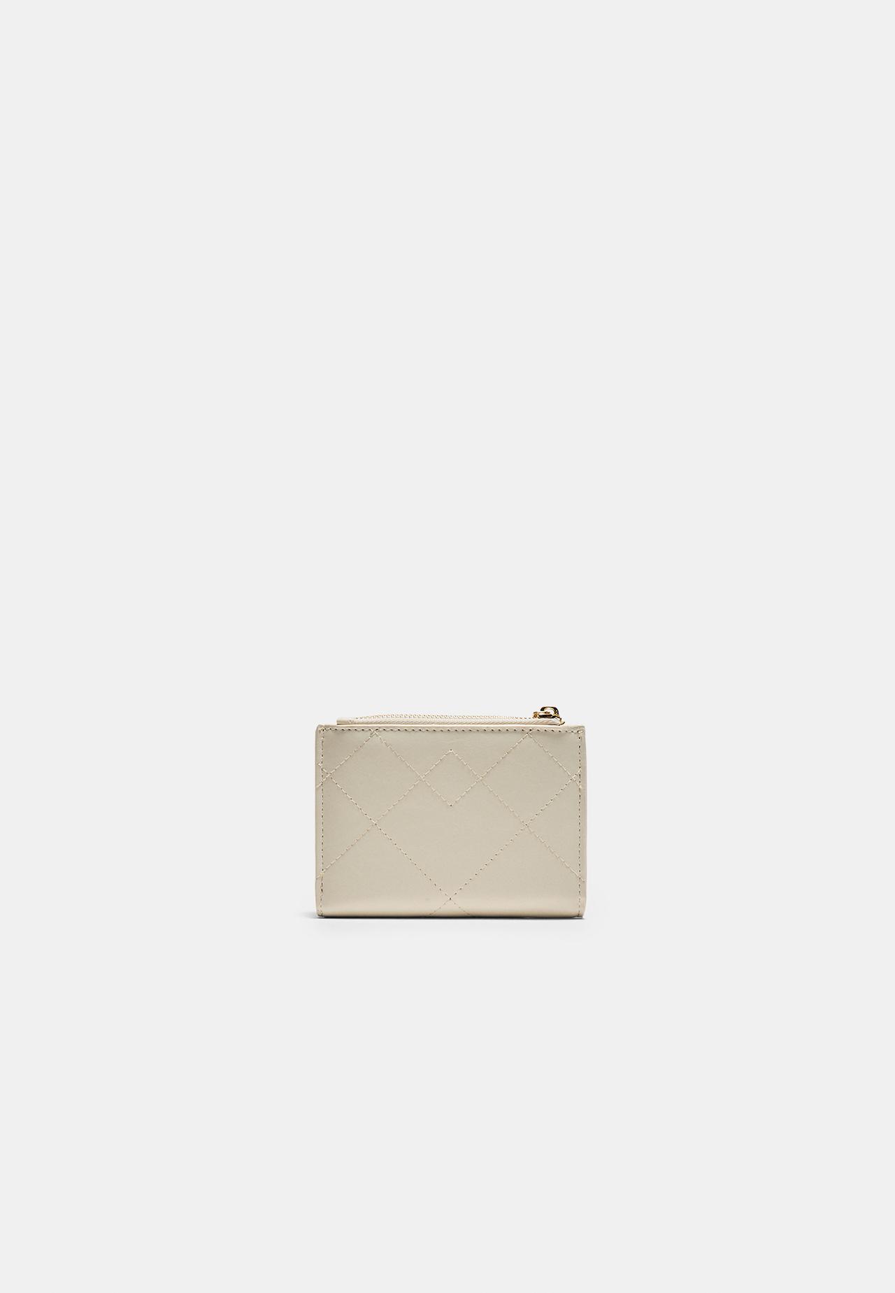 Stitched card holder purse — Ecru