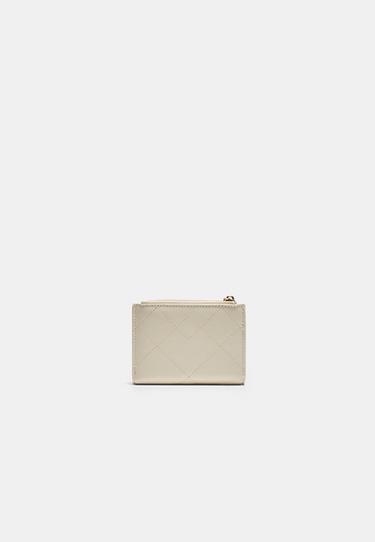 Stitched card holder purse — Ecru 4