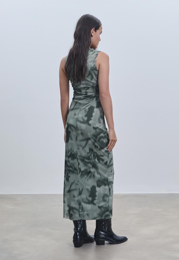 midi jurk met tule print