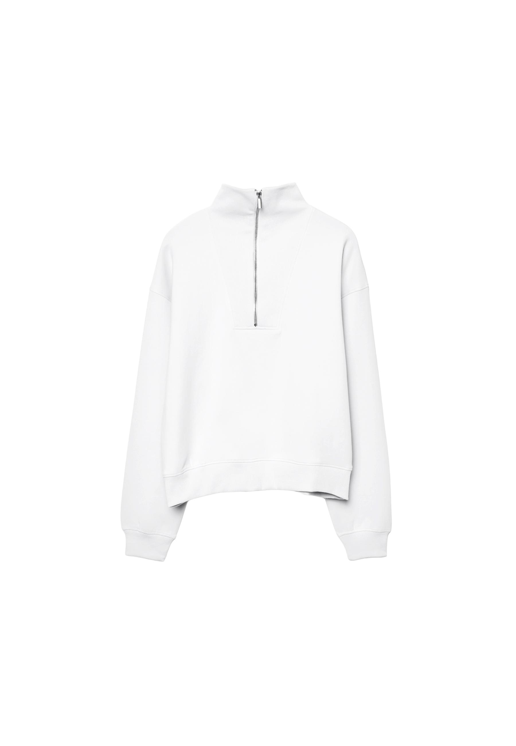 High-neck sweatshirt with zip — Ecru