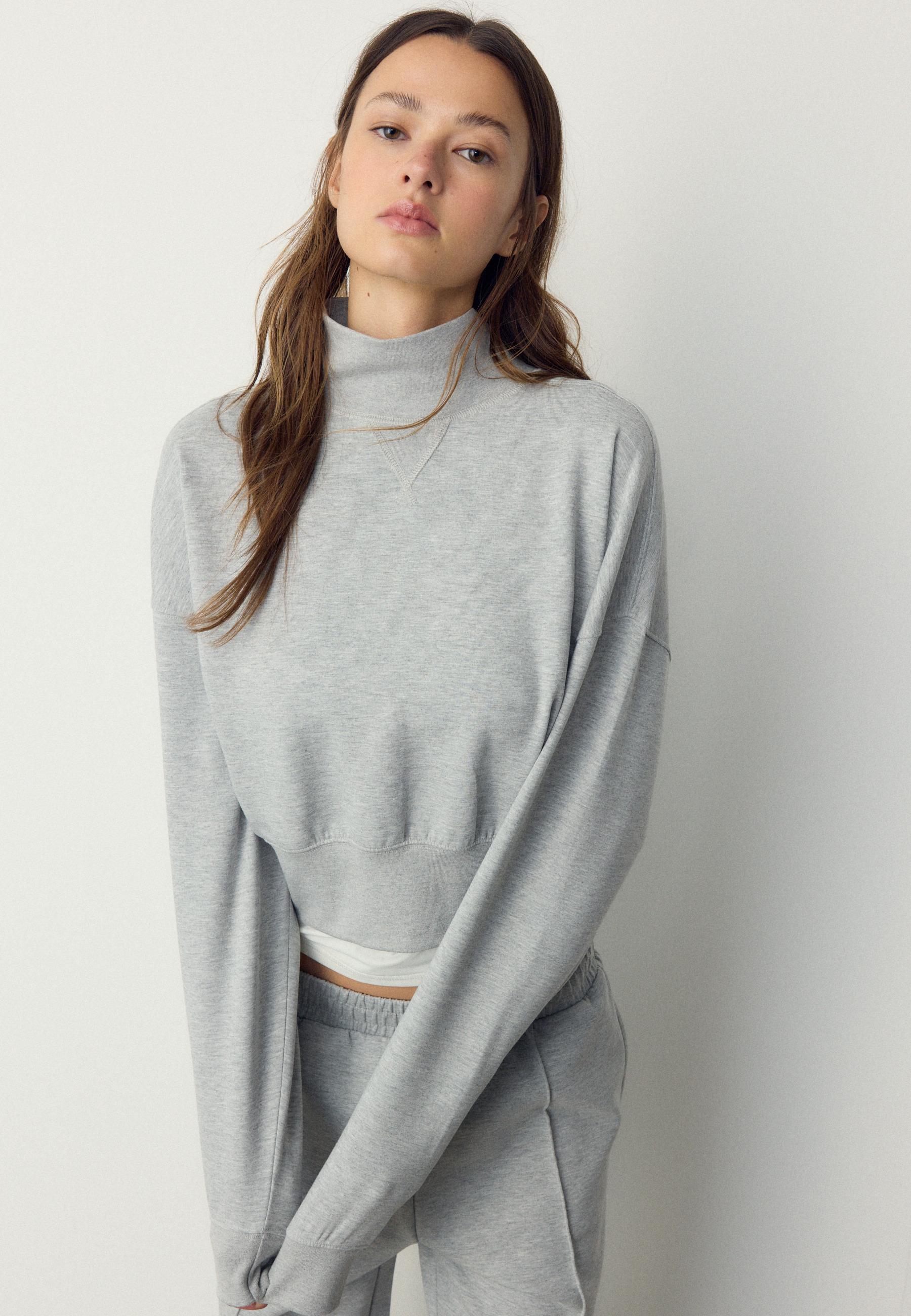 Soft-touch interlock sweatshirt — Grey melange
