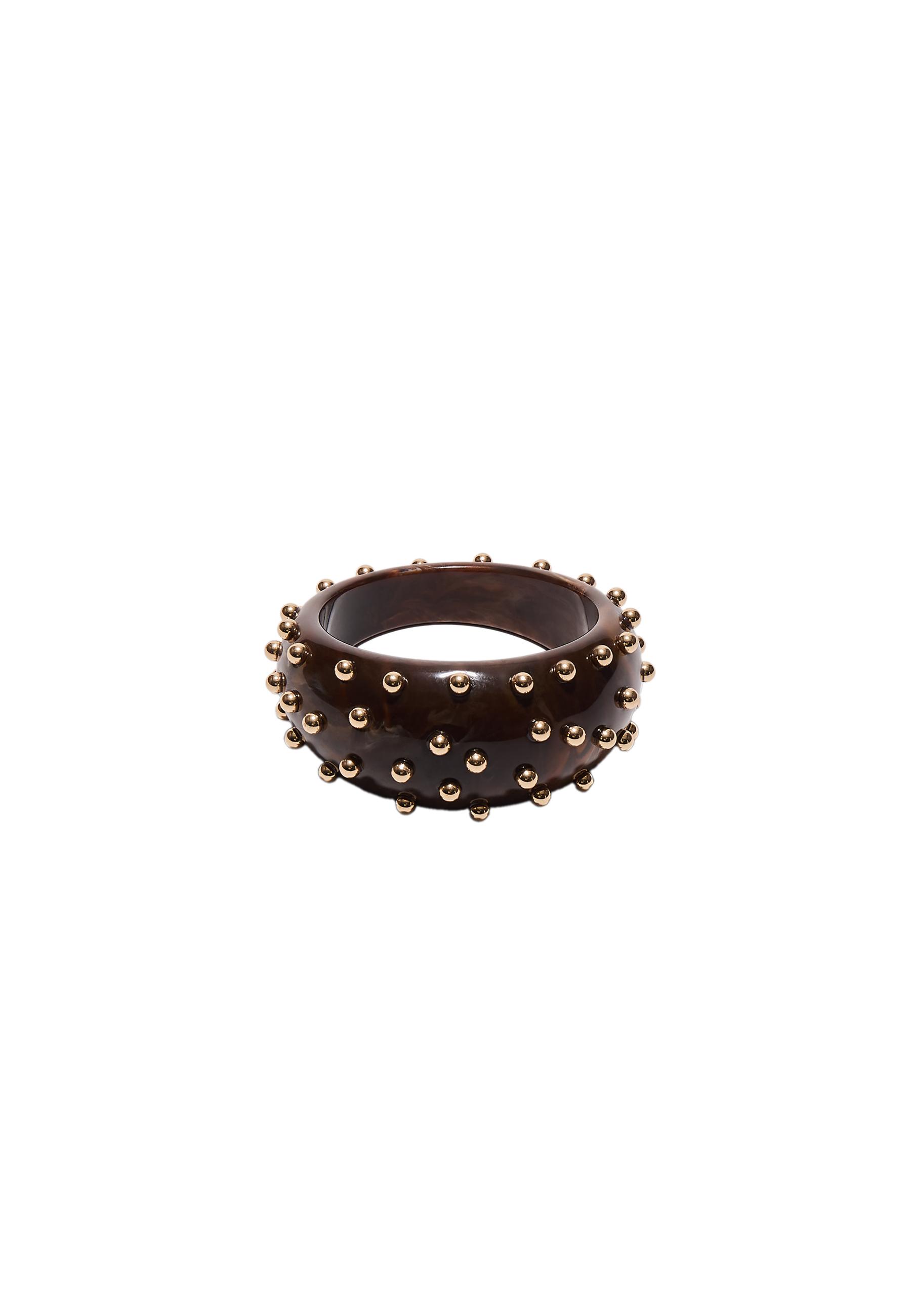 Maxi rigid studded bracelet — Brown
