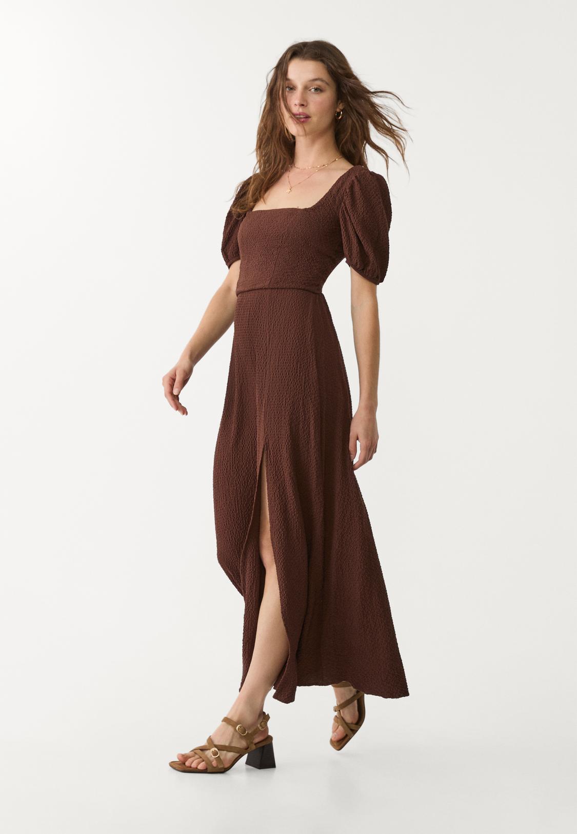 Vestido largo fluido espalda cruzada Stradivarius El Salvador