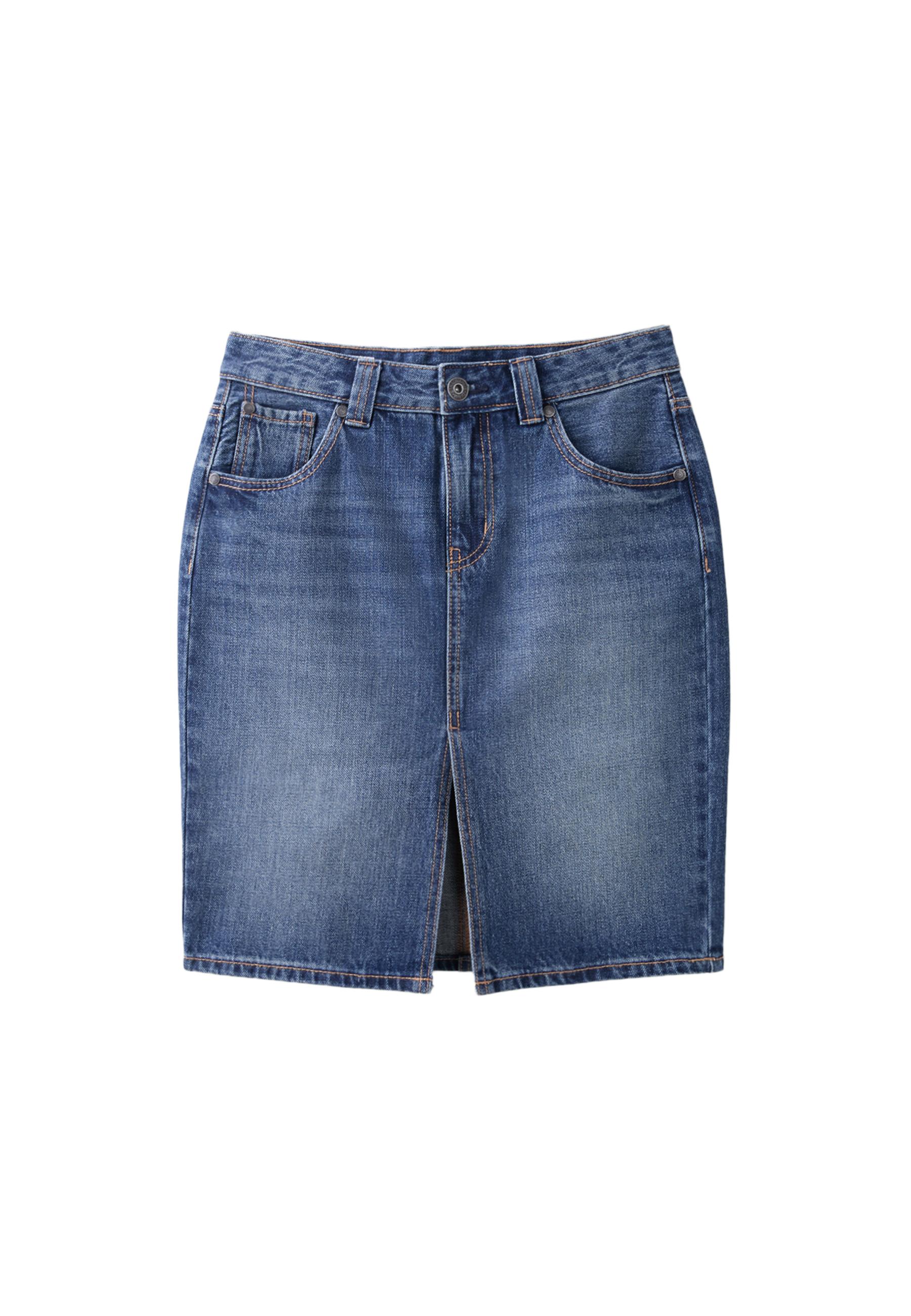 Denim midi skirt — MEDIUM DENIM WASH