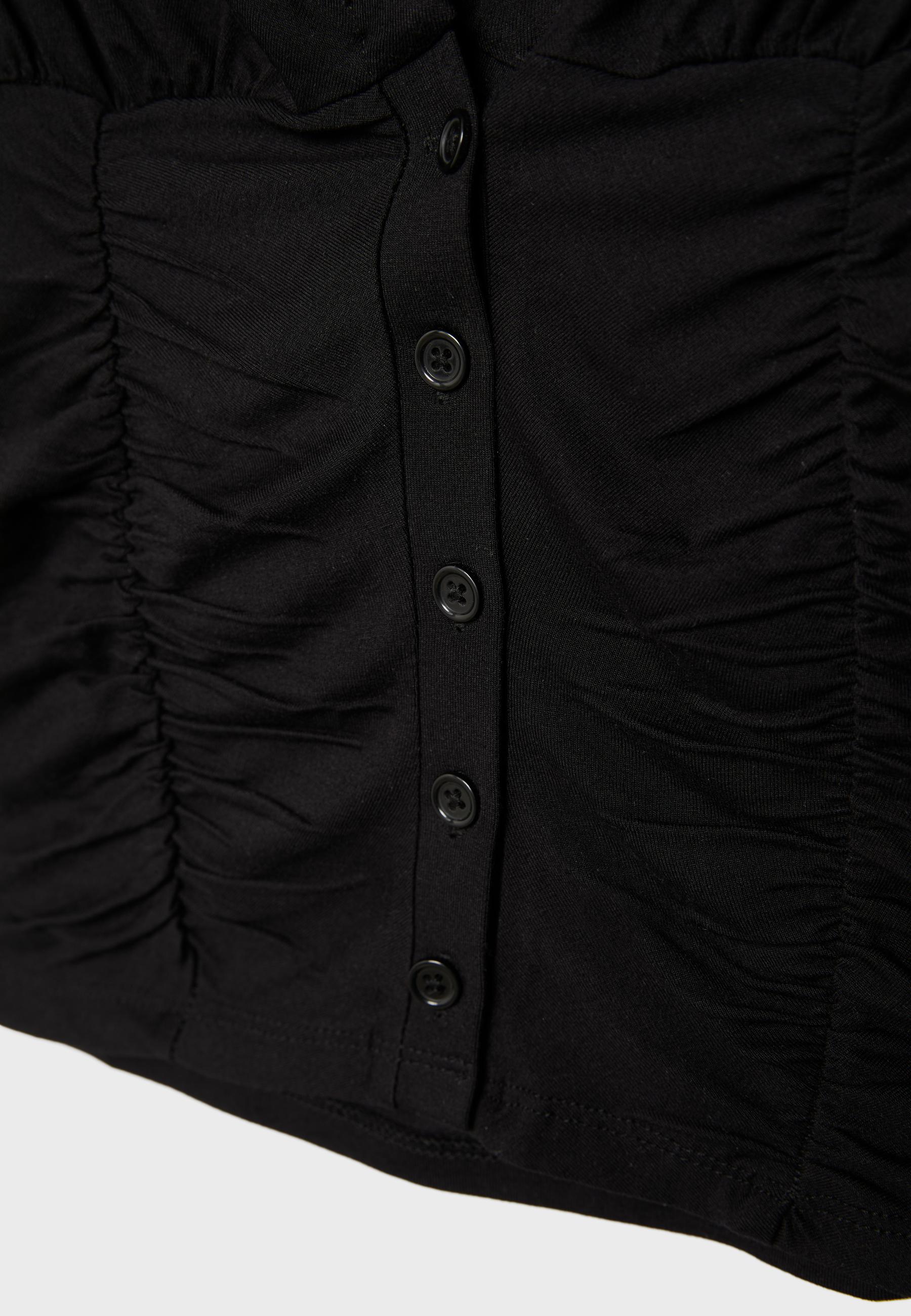 Gathered short sleeve shirt — Black