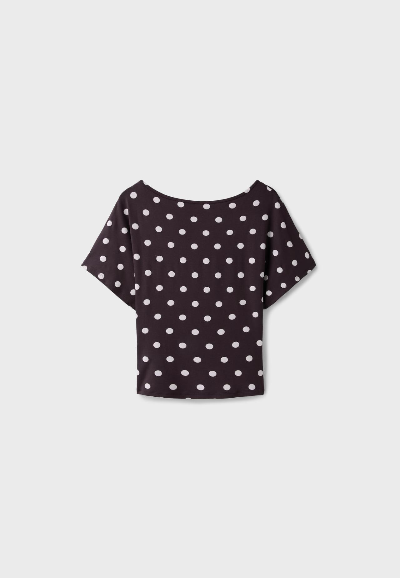 Short sleeve boat neck T-shirt — Brown