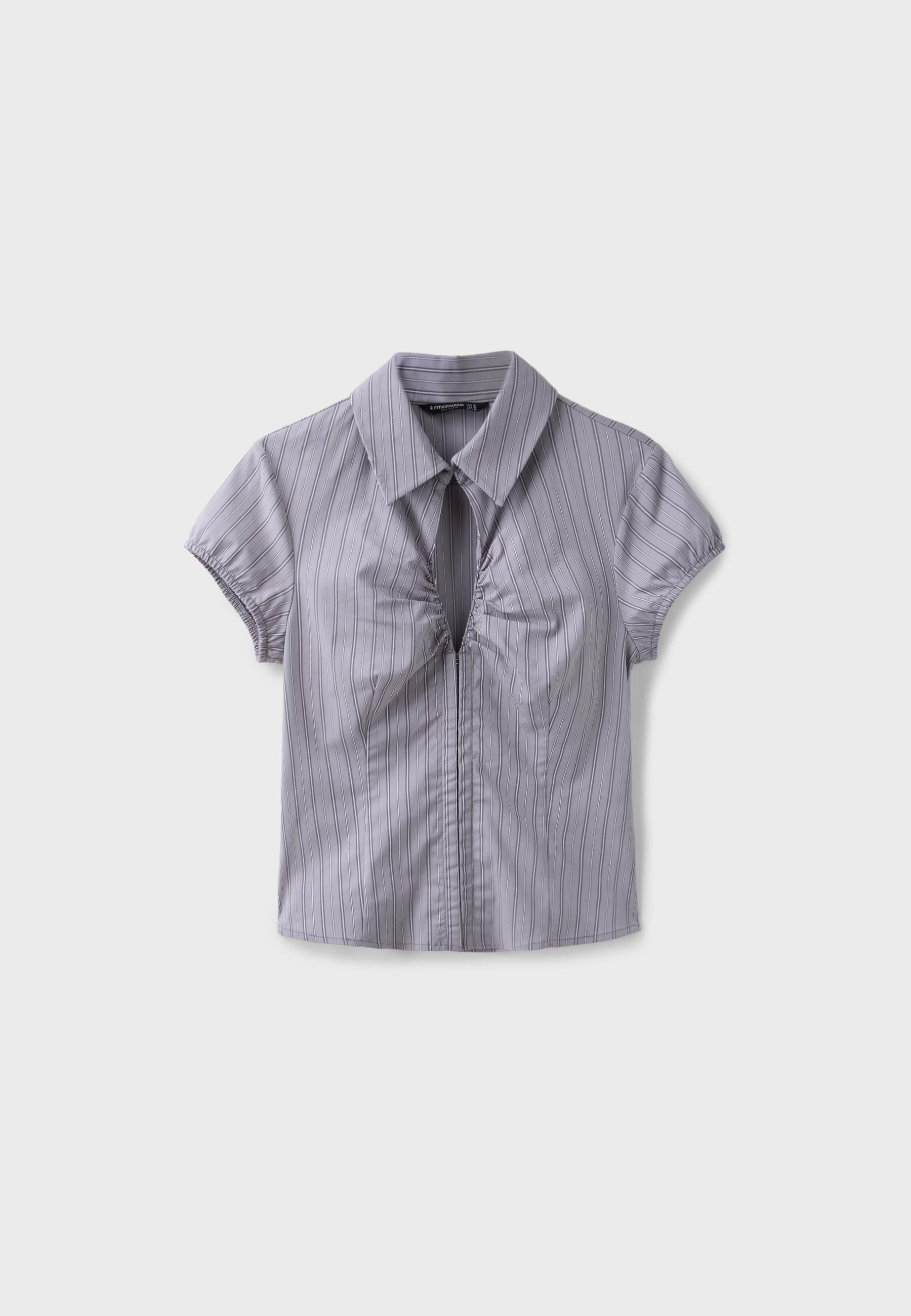 Short sleeve cut-out shirt — Pearl grey