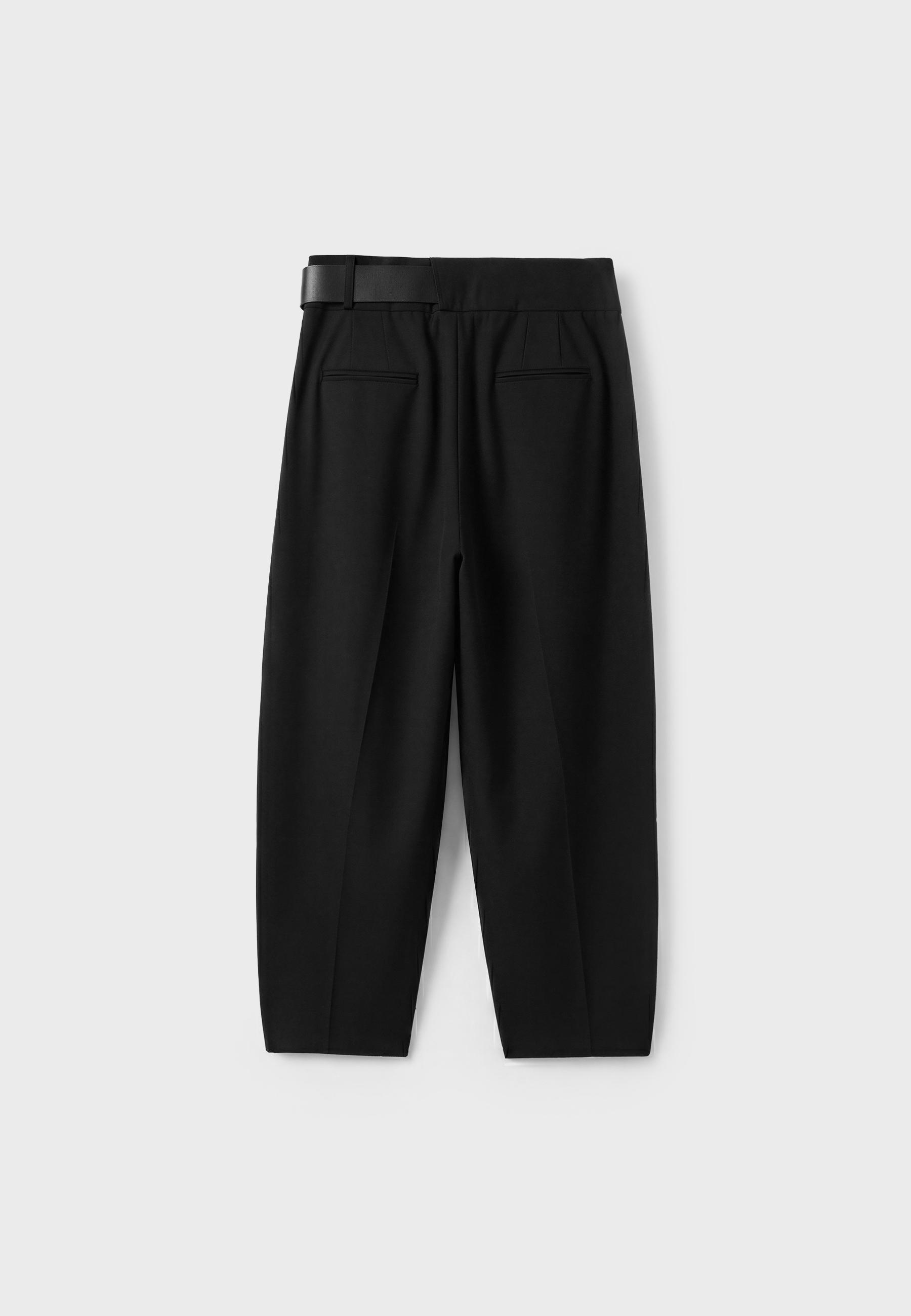 Darted smart trousers with belt — Black