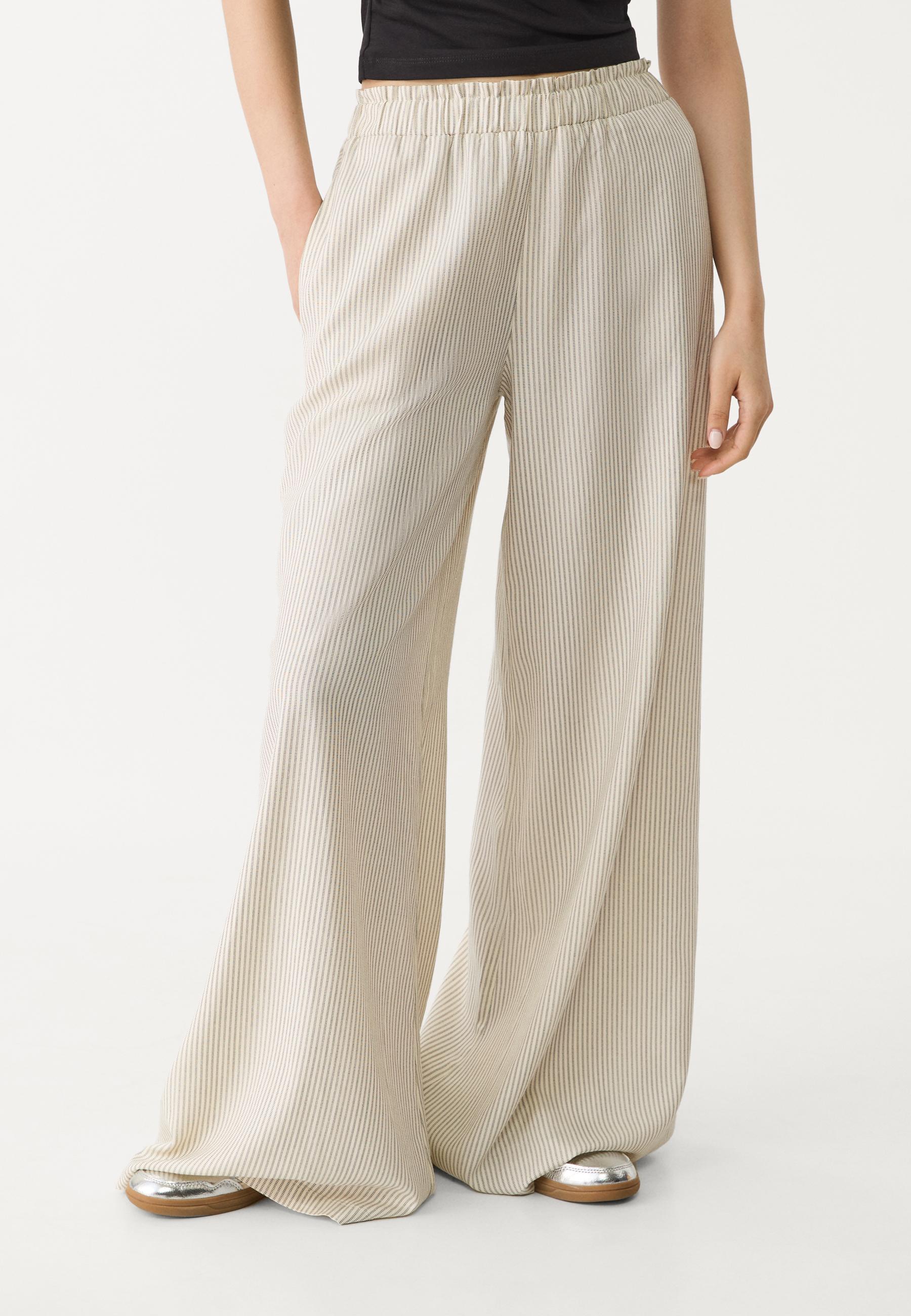 Flowing linen blend palazzo trousers - Women's fashion