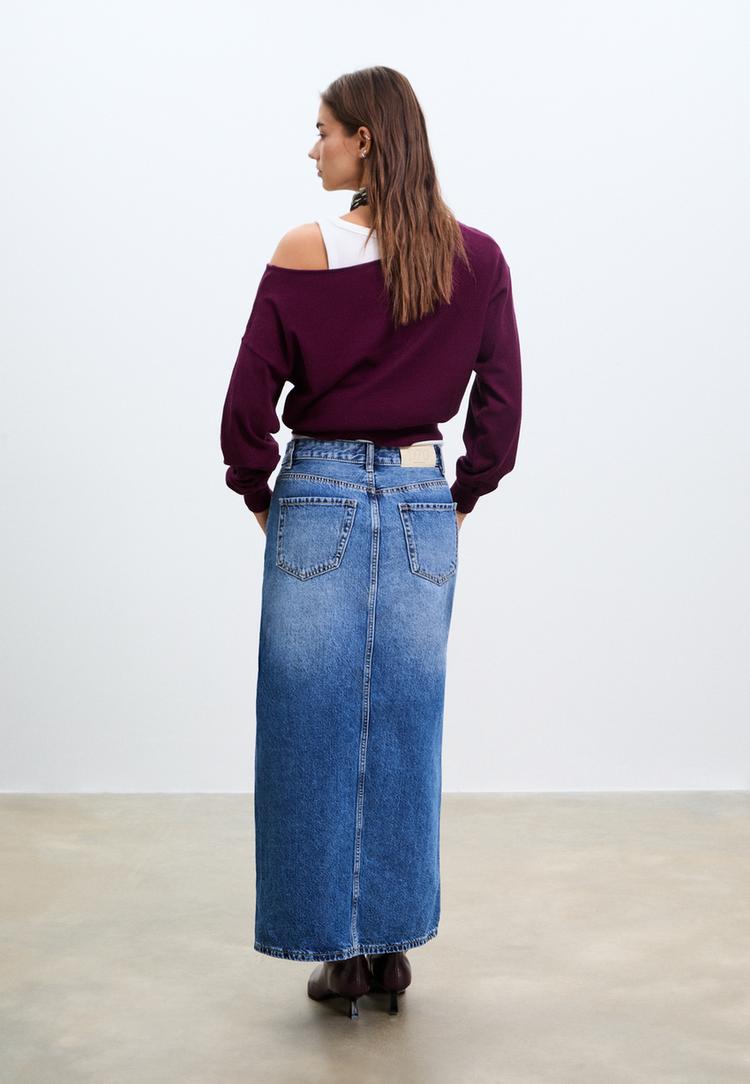 falda midi fluida denim